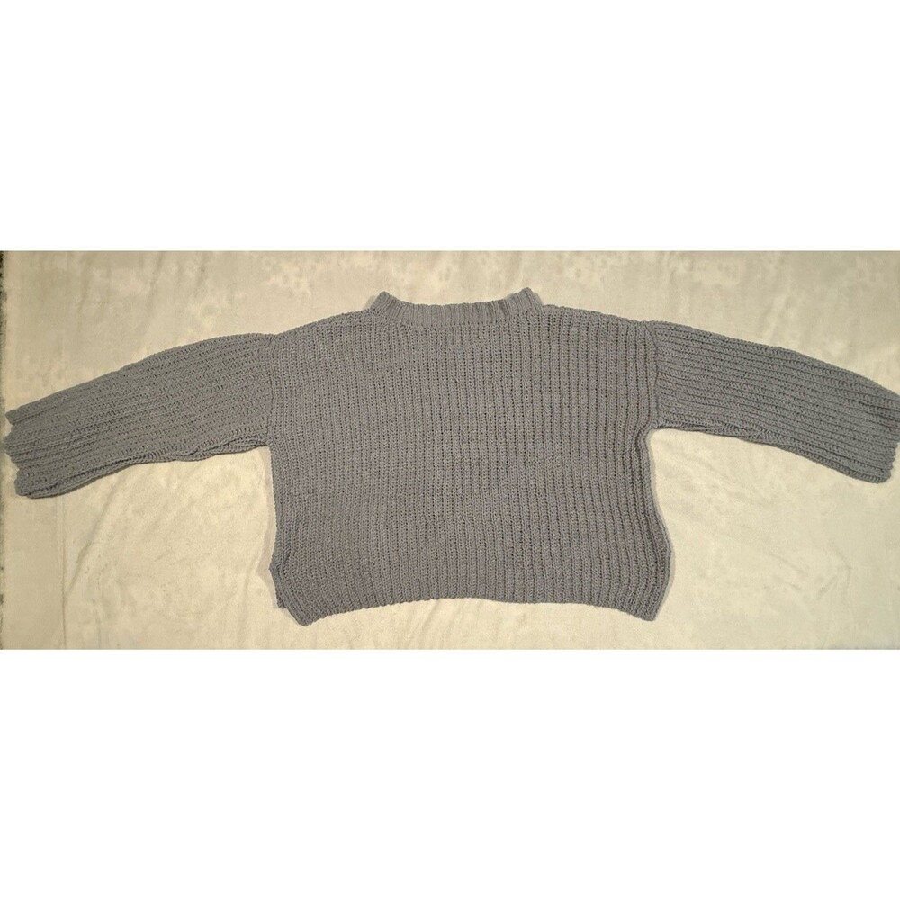 Olive+Oak Gray Solid Ribbed Knit Crew Neck Long Sleeve Pullover Sweater M - Picture 6 of 6